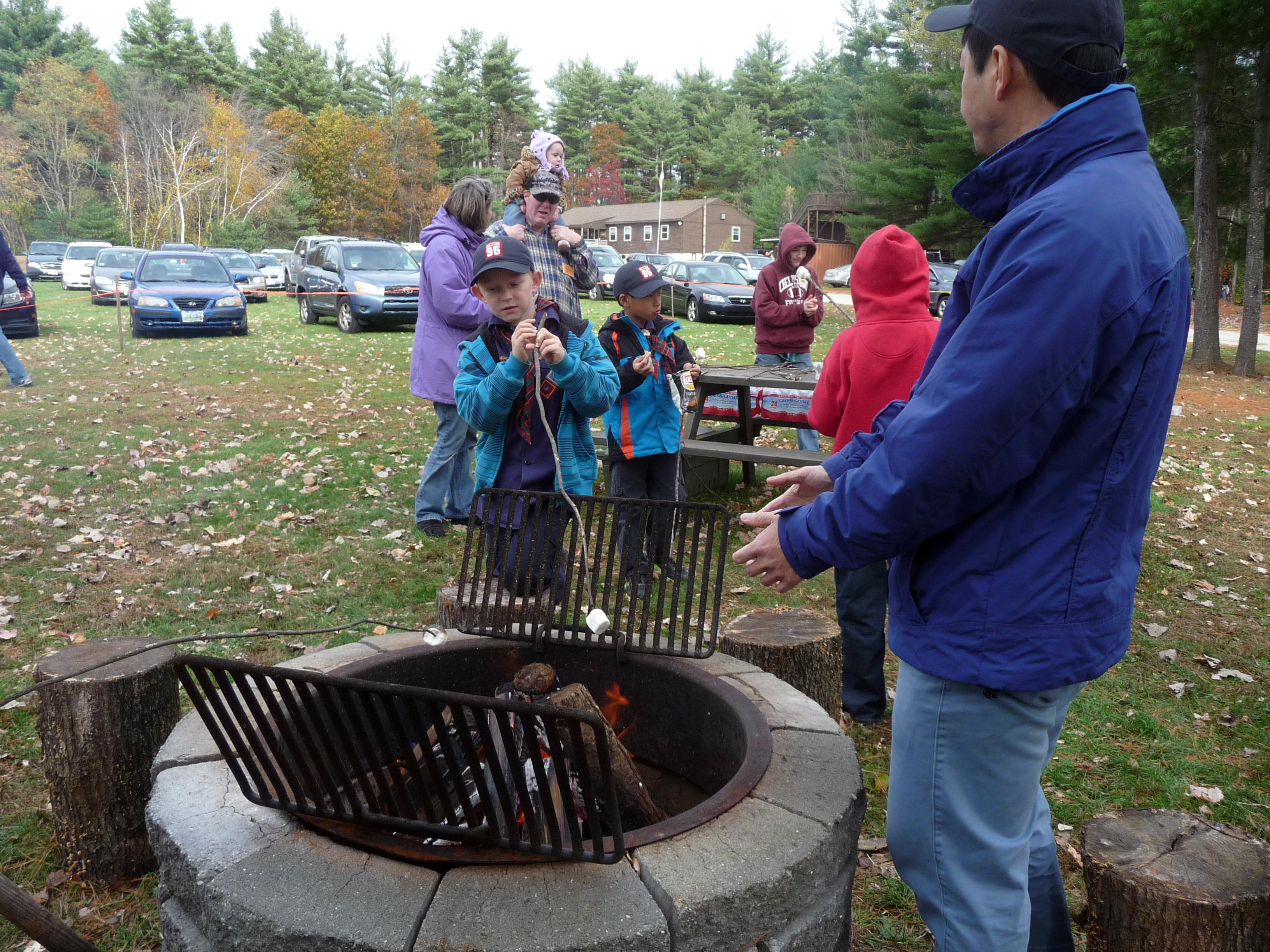 A boyscout tests the marshmallow pit